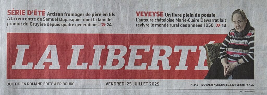 Journal La Liberté, première page du 25.07.2025